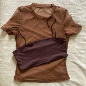 Bralette and Mesh Tee SET S